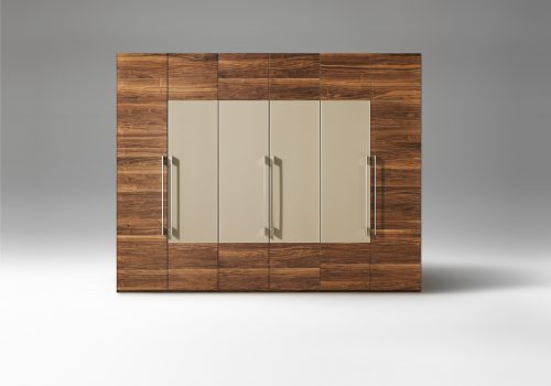 Anrei TESSO Schlafen Drehtürschrank 6-tuerig Astnuss Glas