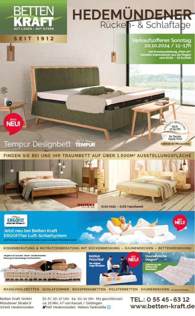 Betten Kraft - Hedemündener Rücken und Schlaftage - Oktober 2024